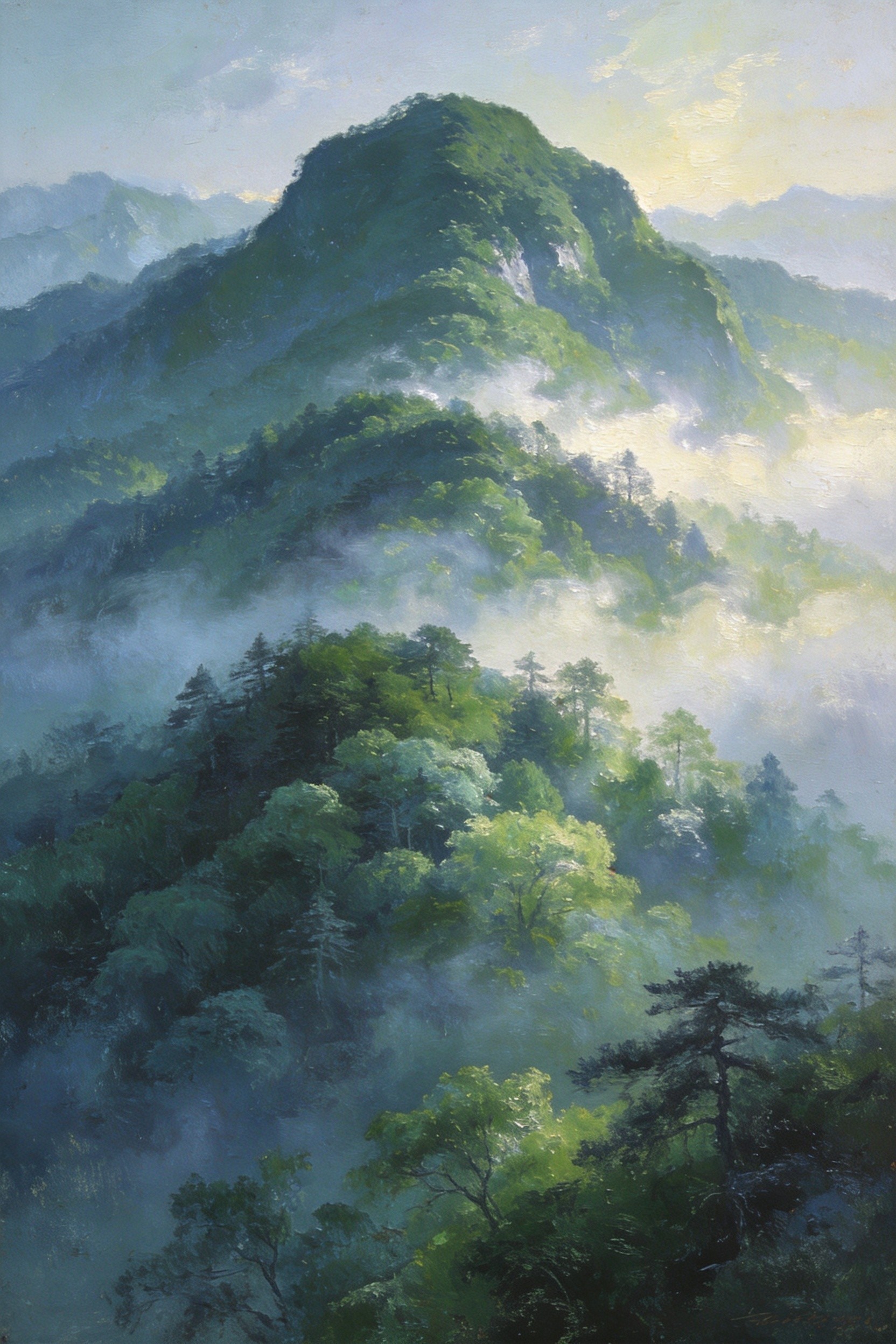屏山烟岚翠色