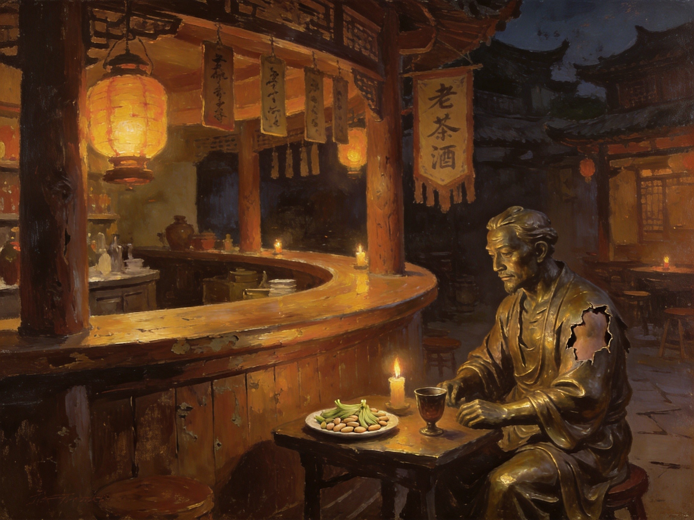 咸亨酒店与孔乙己铜像
