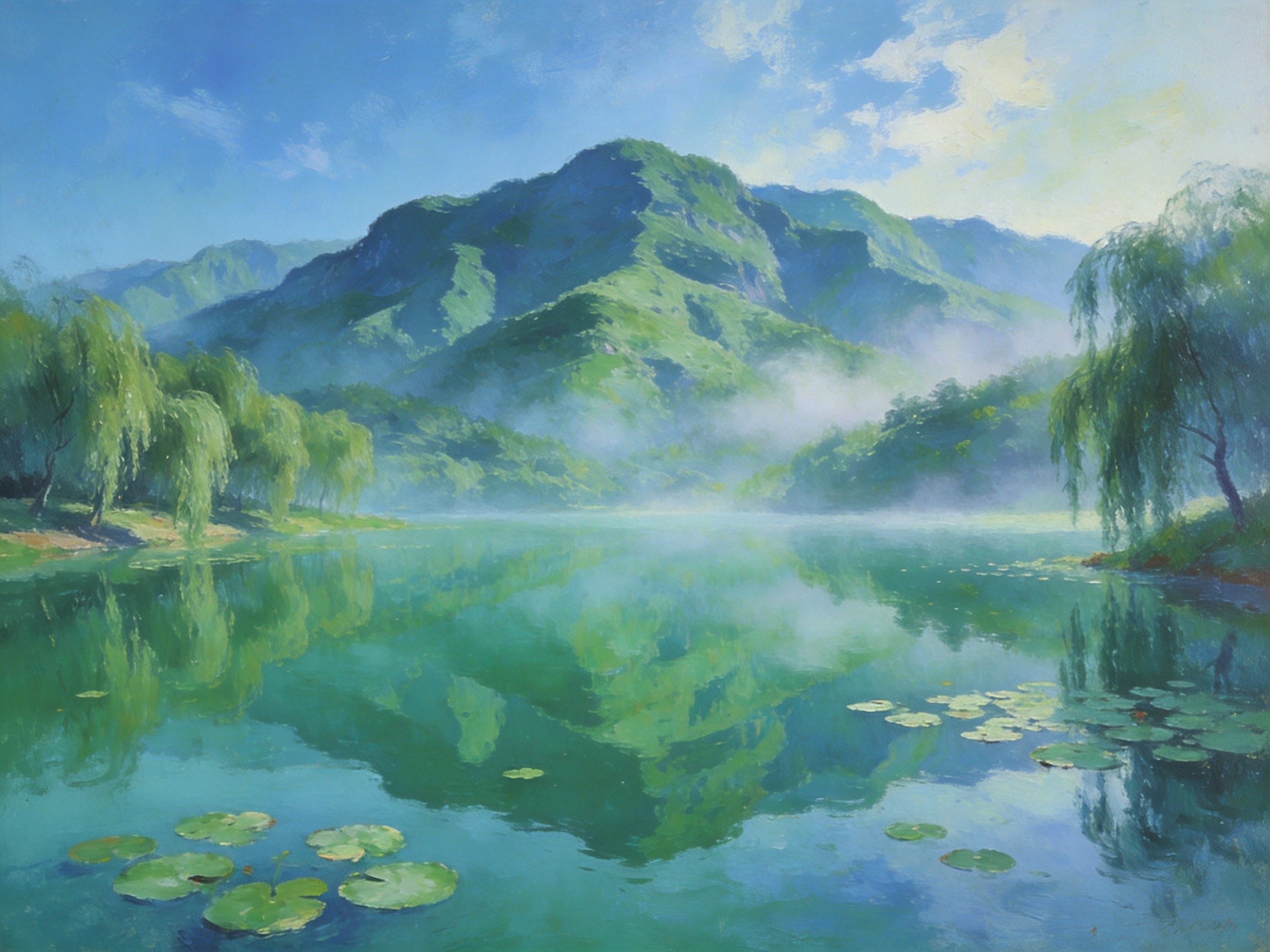 七星湖碧水倒映青山的宁静