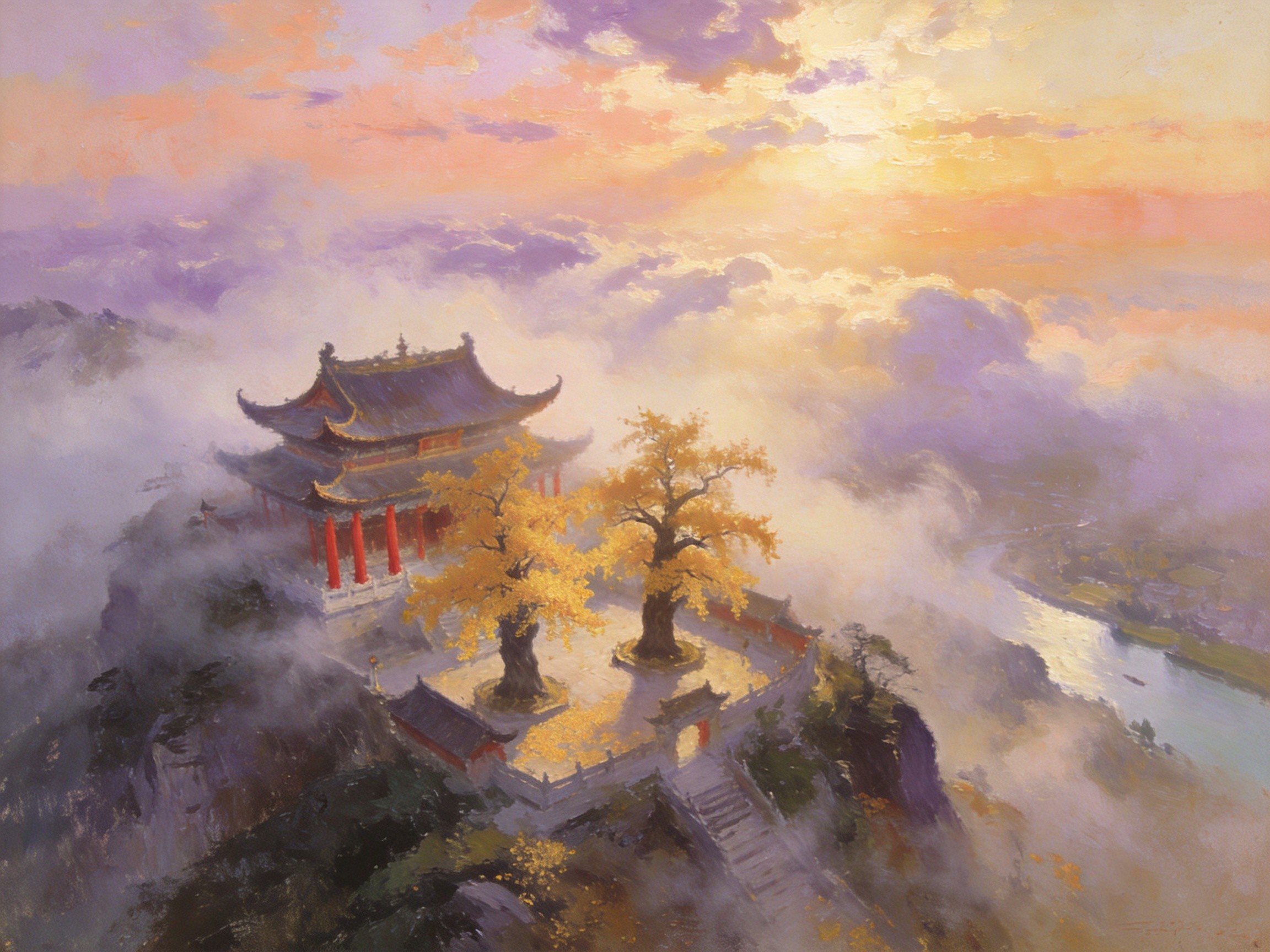 涂山禹王宫晨雾