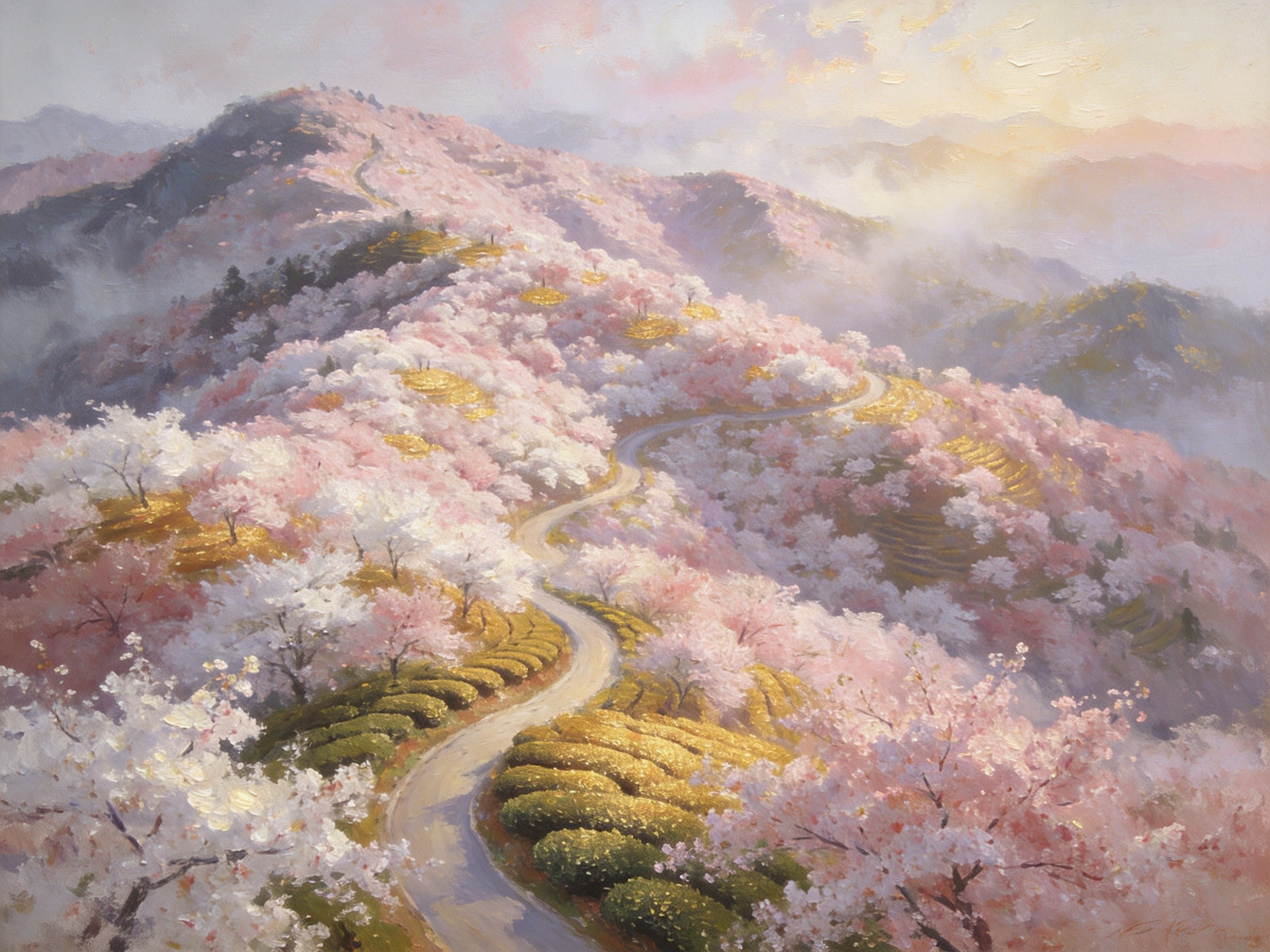 花桥野樱花海连绵
