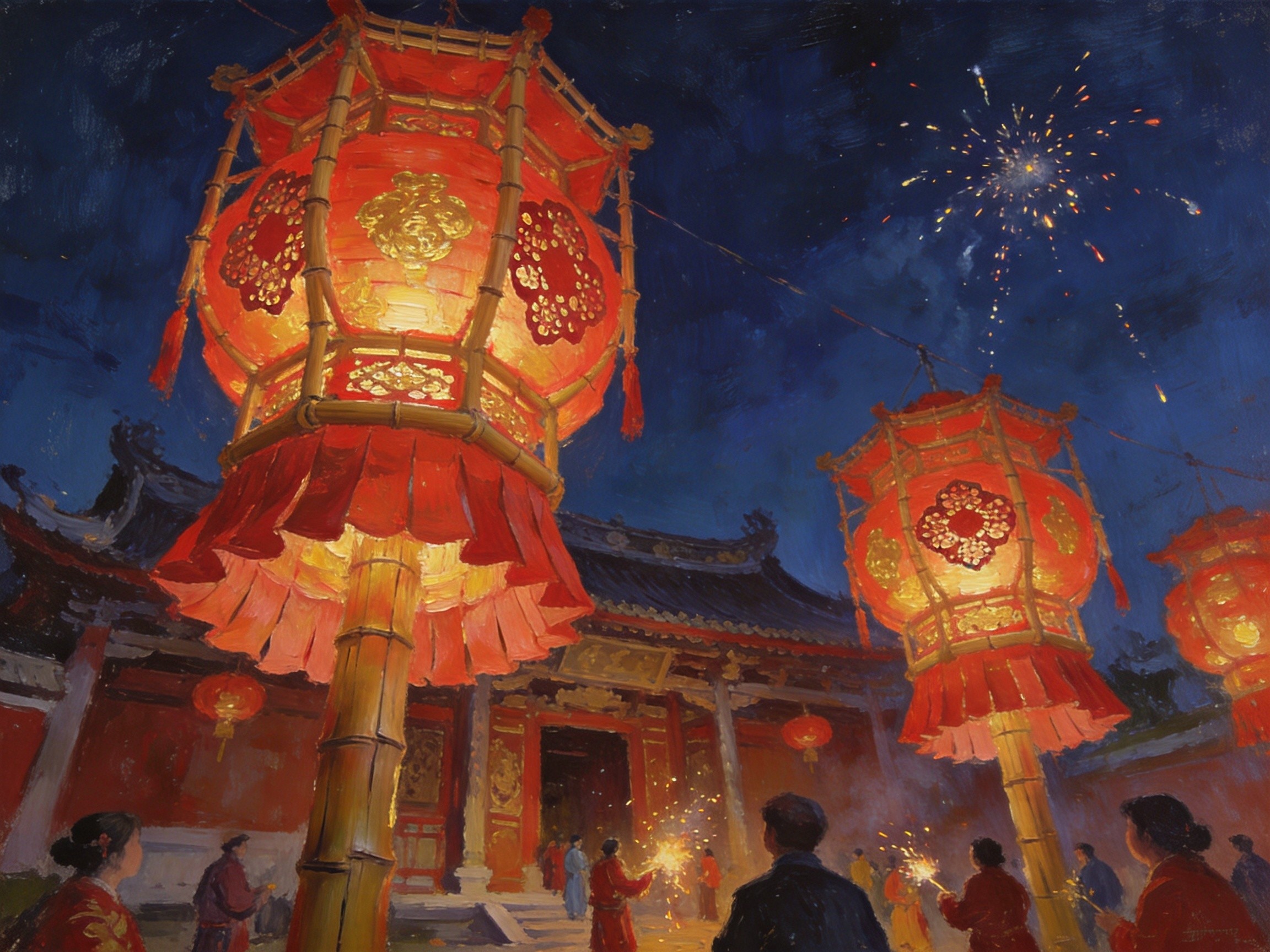 花灯璀璨·祠堂映红