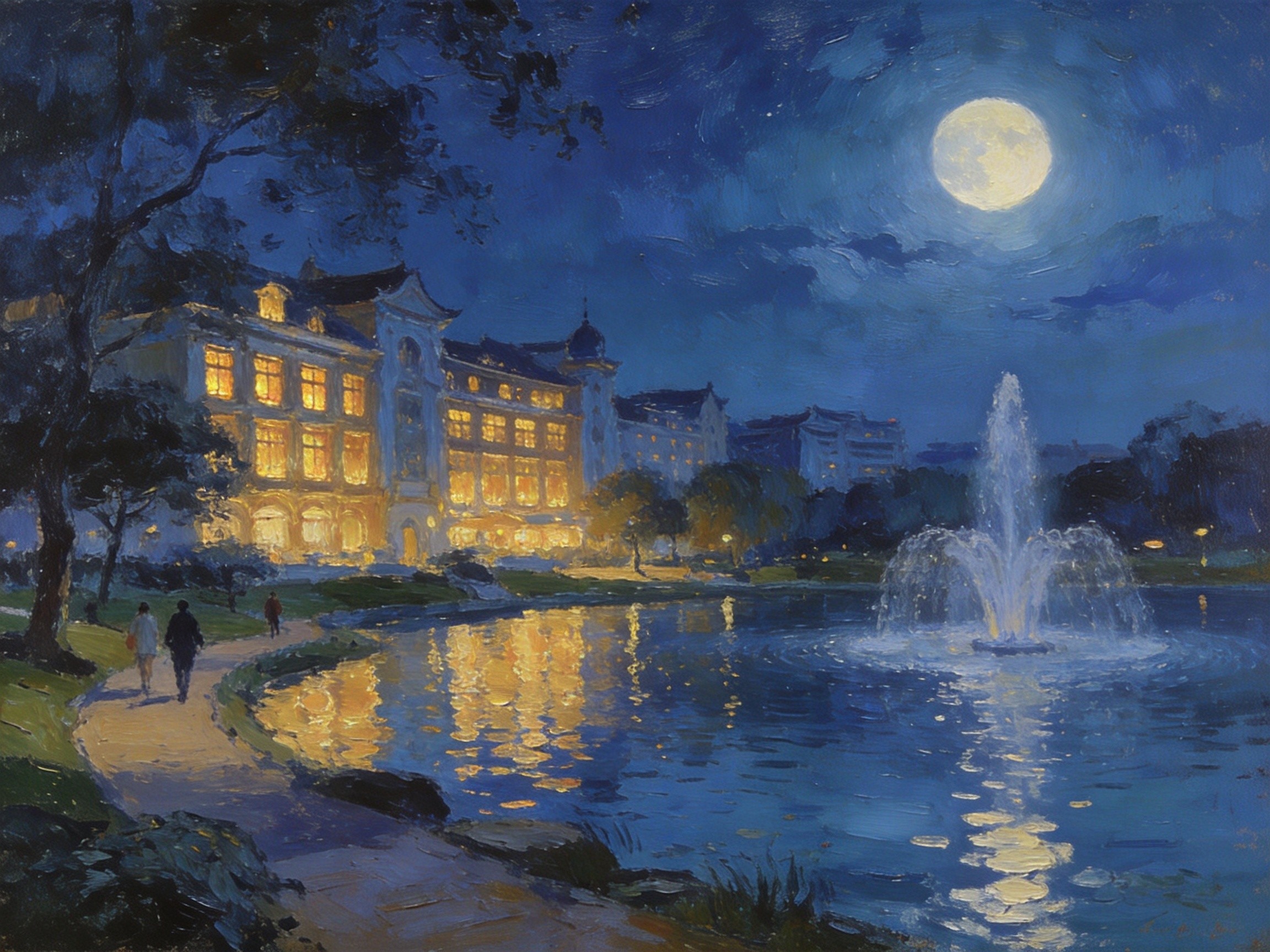 大湖公园夜色如豆
