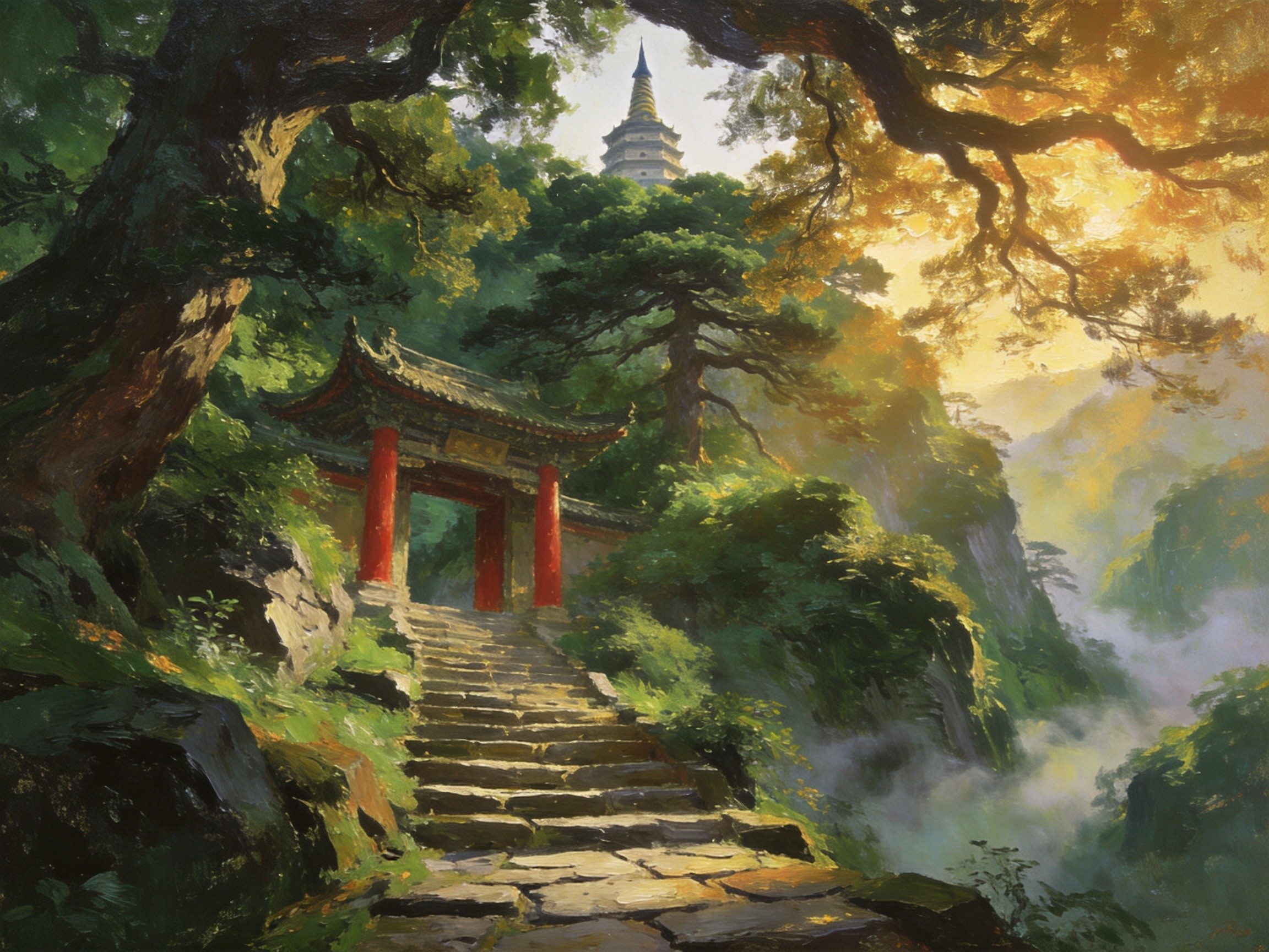 灵山塔影入云天