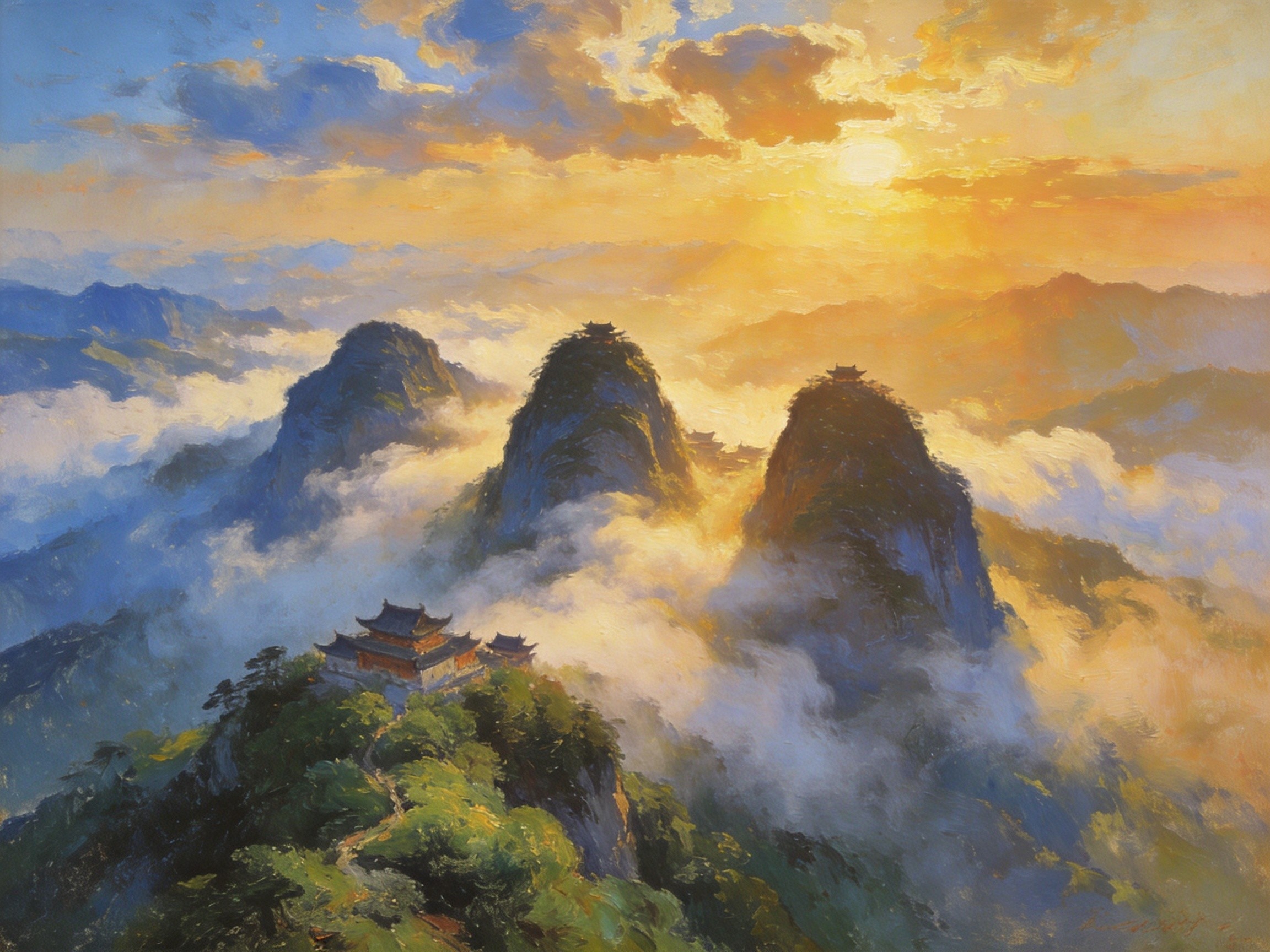 褒禅山晨雾